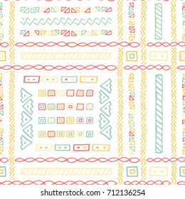 Creative ethnic style vector seamless pattern. Boho textile swatch. Unique hand drawn tile. Perfect for site background, wrapping paper, surface design and other endless fill.