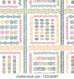 Creative ethnic style vector seamless pattern. Boho textile swatch. Unique hand drawn tile. Perfect for site background, wrapping paper, surface design and other endless fill.