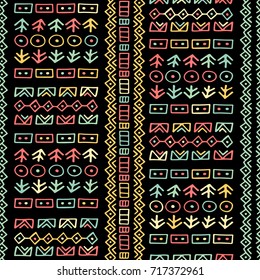 Creative ethnic style vector seamless pattern. Boho textile swatch. Unique hand drawn tile. Perfect for site background, wrapping paper, surface design and other endless fill.