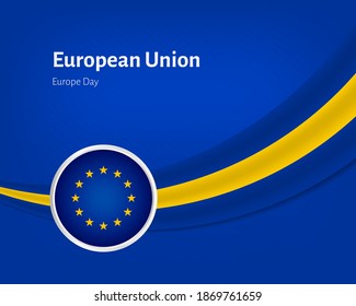 Creative europe day of European Union greeting background with wavy flag illustration