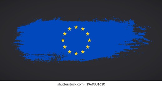 Creative European Union country grungy brush flag for europe day