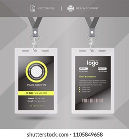 Creative Event Staff Id Card Set With Lanyard. Vector Design And Text Template Illustration