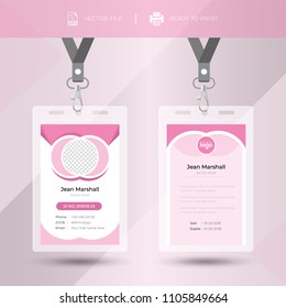 Creative event staff id card set with lanyard. vector design and text template illustration