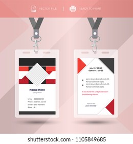 Creative event staff id card set with lanyard. vector design and text template illustration