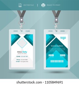 Creative event staff id card set with lanyard. vector design and text template illustration