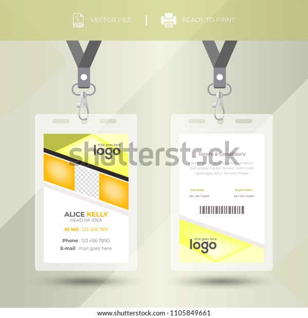 Creative Event Staff Id Card Set Stock Vector (royalty Free) 1105849661