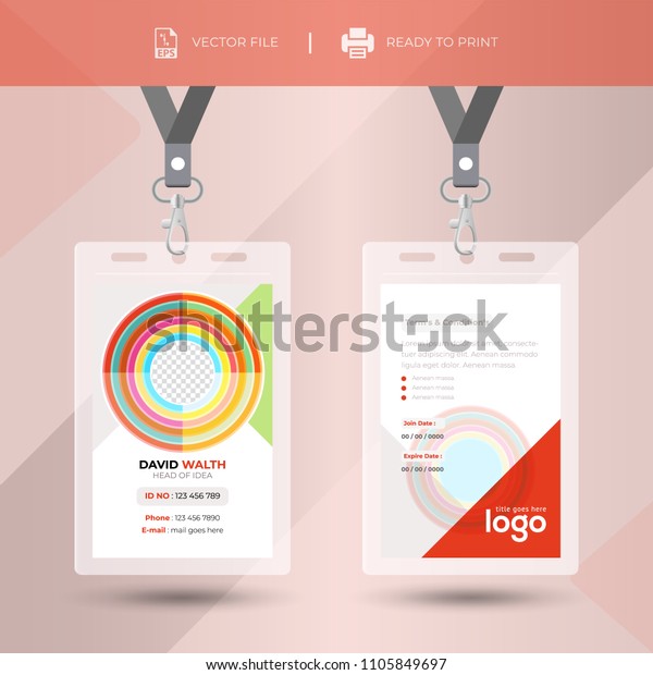 Creative Event Staff Id Card Set Stock Vector (Royalty Free) 1105849697