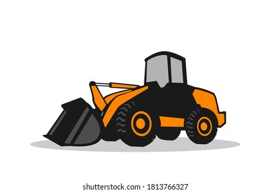 Ilustración creativa de excavadora para la plantilla de logotipo. Vector de plantilla de equipo pesado para la empresa de construcción.