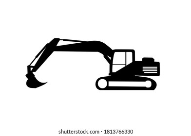 Creative excavator illustration for logo template. Excavator heavy equipment template vector for construction company.