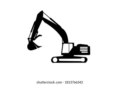 Creative excavator illustration for logo template. Excavator heavy equipment template vector for construction company.