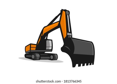 Creative excavator illustration for logo template. Excavator heavy equipment template vector for construction company.