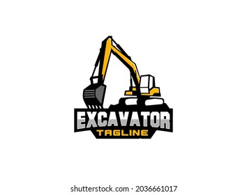 Creative excavator illustration for logo template.