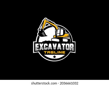 Creative excavator illustration for logo template.