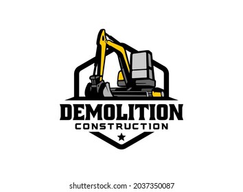 Creative excavator illustration for logo template.