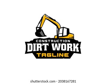 Creative excavator illustration for logo template.