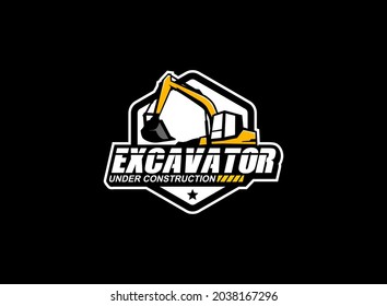 Creative excavator illustration for logo template.