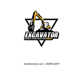 Creative excavator illustration for logo template.