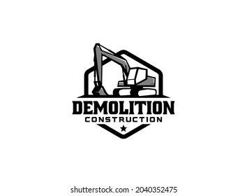 Creative excavator illustration for logo template.