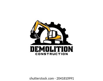 Creative excavator illustration for logo template.