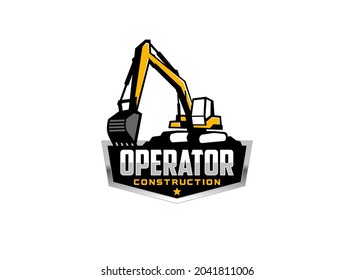 Creative excavator illustration for logo template.
