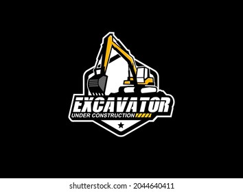 Creative excavator illustration for logo template.