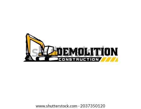 Creative excavator illustration for logo template.