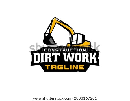 Creative excavator illustration for logo template.