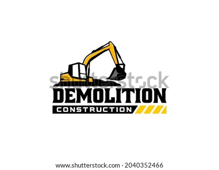 Creative excavator illustration for logo template.