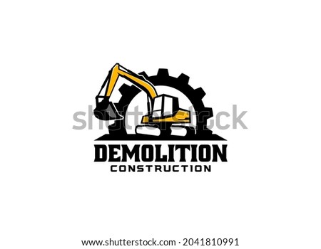 Creative excavator illustration for logo template.