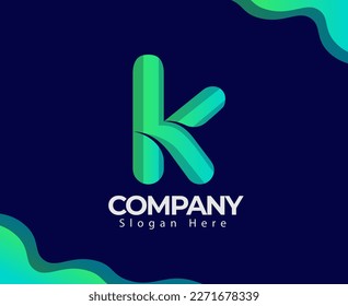 Plantilla De Diseño De Logotipo De Letra K Excelente Y Moderna Creativa, Diseño De Concepto Premium Con Estilo 3D. Excelente diseño creativo de logotipo de letra mínima K.