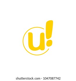 Creative Exclamation Logo Design. U Letter Fun Design Template.