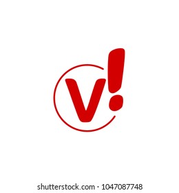 Creative Exclamation Logo Design. V Letter Fun Design Template.