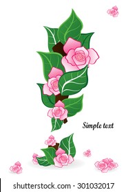 Creative exclamation point of roses and leaves