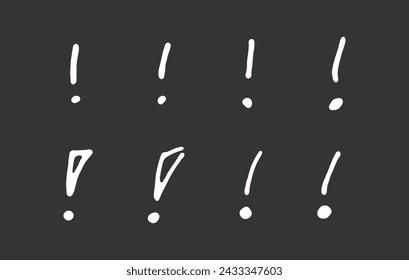 Creative Exclamation Points Sketch Collection Vector White on Black Background