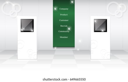 creative exhibition stand design. Booth template with commerce monitor. Corporate identity vector - stock vector