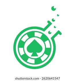 Creative Experiment Symbol with Stylized Casino Chip, Spade, and Bubbling Beaker