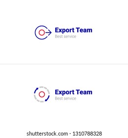 Creative export import store logo design template with circle and arrows. Delivery or logistic symbol business icon sign