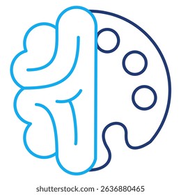 Creative Expression icon represented by brain, paint palette Dual Line style.