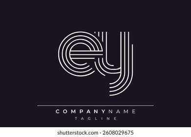 Creative EY lines letter logo design. A simplistic and elegant abstract logo design with linear patterns and initials, suitable for contemporary branding.