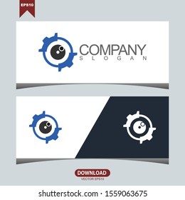 Creative eye ball gear concept logo vector design template