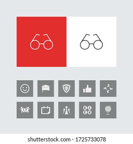 Icono creativo de la línea de vidrio ocular con iconos bonitos. 