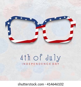 Creative Eye Glasses in American Flag colors on grungy grey background for 4th of July, Independence Day celebration.