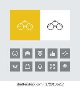 Creative eye glasses Line Icon with Bonus Icons. 