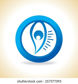 creative eye icon inside of blue circle