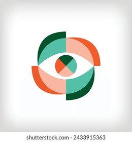 Diseño creativo de la combinación del logotipo del ojo y de la lente. Vector. Fondo moderno para carteles, sitios web, páginas web, tarjetas de visita, postales, diseño de interiores.