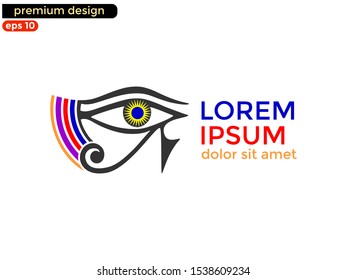 Creative Eye logo design vector isolated, mythology of egypt, eye of horus