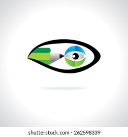 creative eye with pencil vision concept 