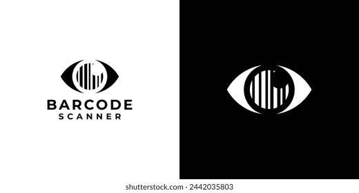 Creative Eye Scanner Logo. Eyeball and Barcode with Modern Minimalist Style. Eye Scan Logo Icon Symbol Vector Design Inspiration.