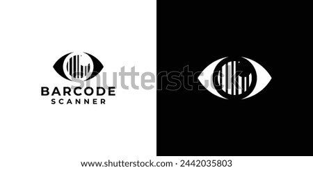 Creative Eye Scanner Logo. Eyeball and Barcode with Modern Minimalist Style. Eye Scan Logo Icon Symbol Vector Design Inspiration.