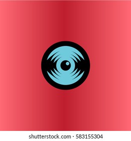 Creative Eye vinyl record. Vector logo in a modern flat style.